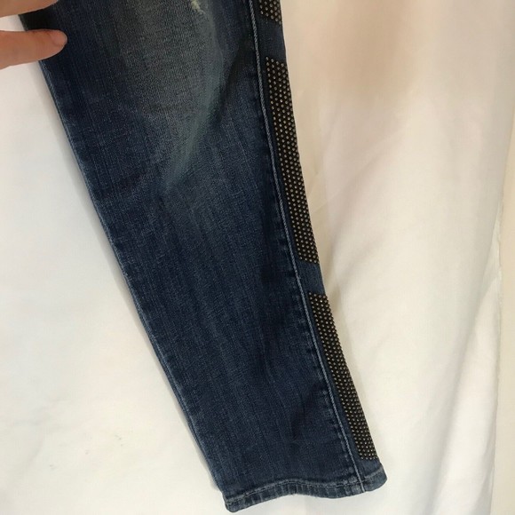 Hudson Jude Slouch Skinny Studded Side Seam Jeans Distressed in Rebelion Size 25 - Picture 9 of 16